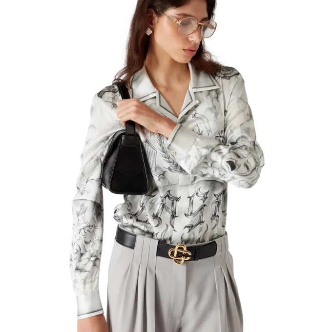 Camisas de seda de manga larga Tattoo