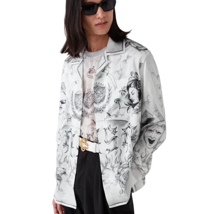 Camisas de seda de manga larga Tattoo