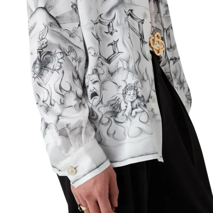 Camisas de seda de manga larga Tattoo