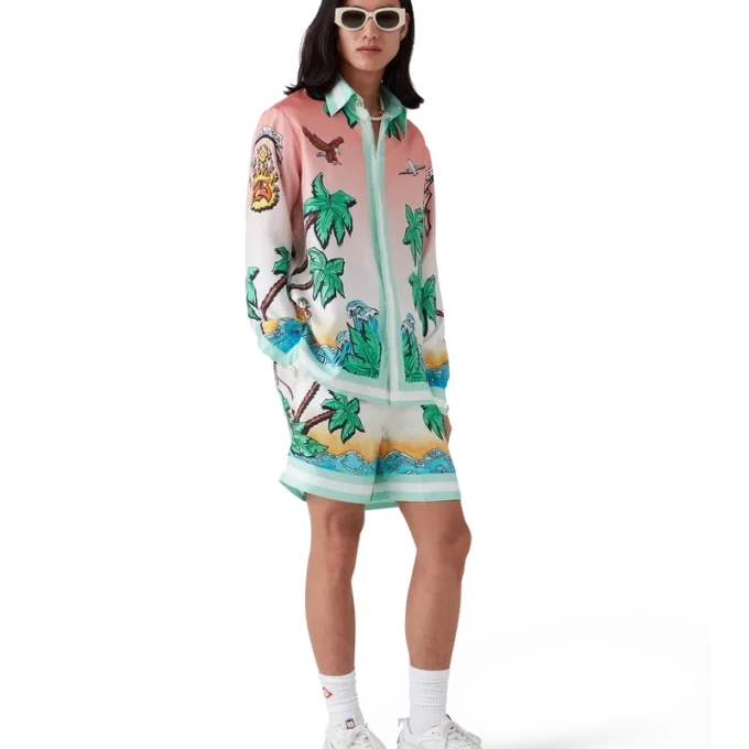 Camisas de seda de manga larga Tennis Club