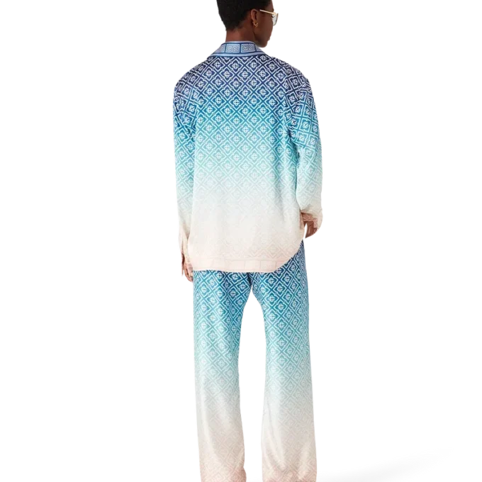 Camisas de seda jacquard degradado