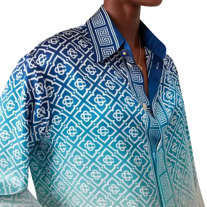 Camisas de seda jacquard degradado