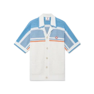 Camisas de tenis de algodón de punto de ganchillo de manga corta