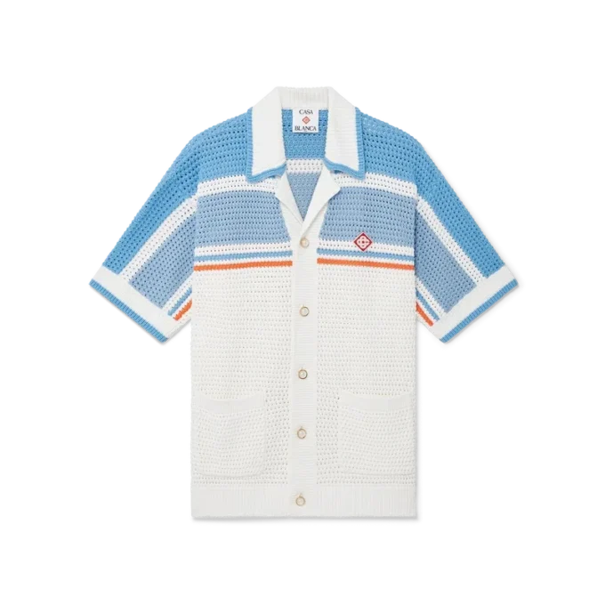 Camisas de tenis de algodón de punto de ganchillo de manga corta