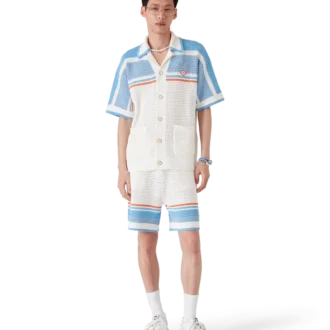 Camisas de tenis de algodón de punto de ganchillo de manga corta