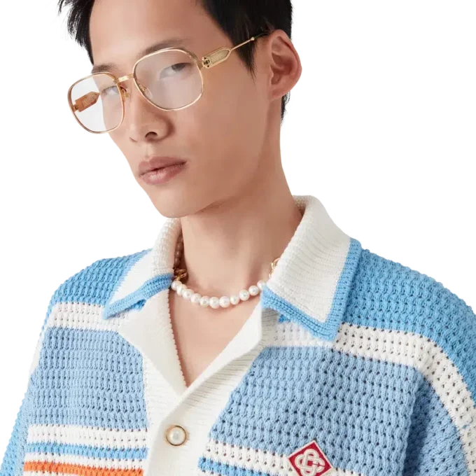 Camisas de tenis de algodón de punto de ganchillo de manga corta