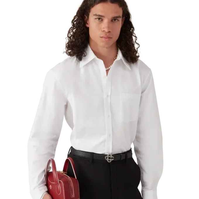 Camisas Oxford de jacquard de algodón con monograma