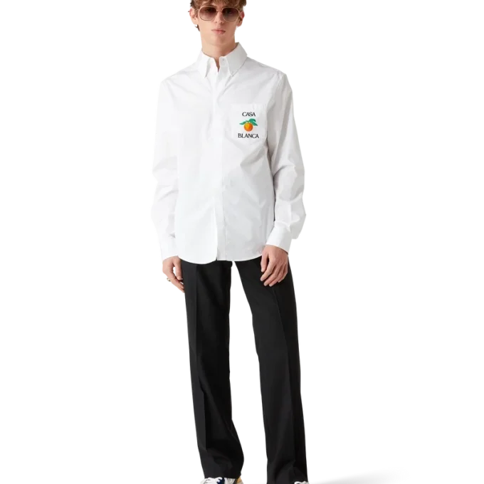 Camisas Oxford naranja bordadas