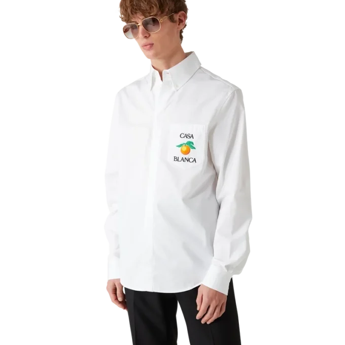 Camisas Oxford naranja bordadas