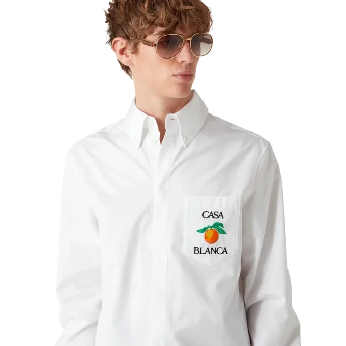 Camisas Oxford naranja bordadas