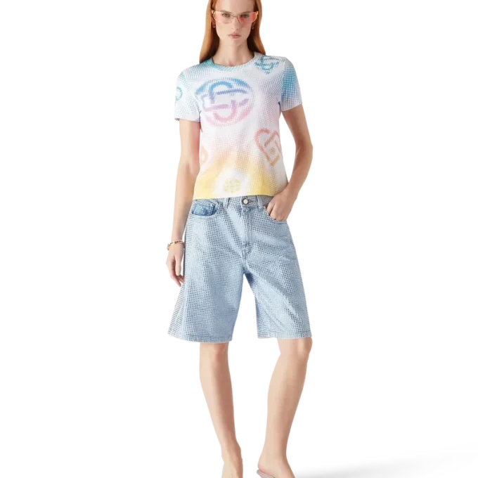 Camiseta ajustada de pantalón corto con logotipo en semitonos