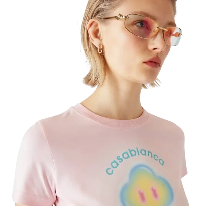 Camiseta ajustada de pantalones cortos con smiley aerografiado