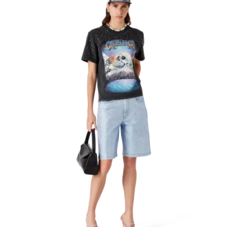 Pantalones cortos de mezclilla con adornos de cristales