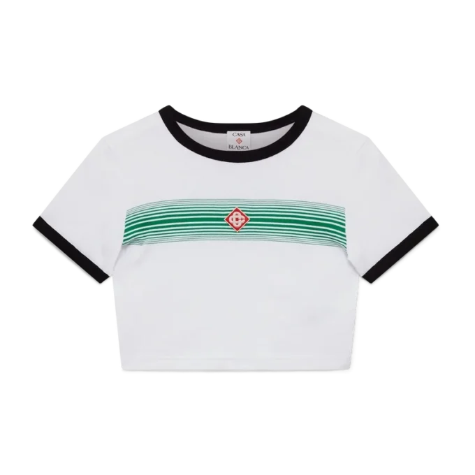 Camiseta con rayas degradadas y cuello redondo