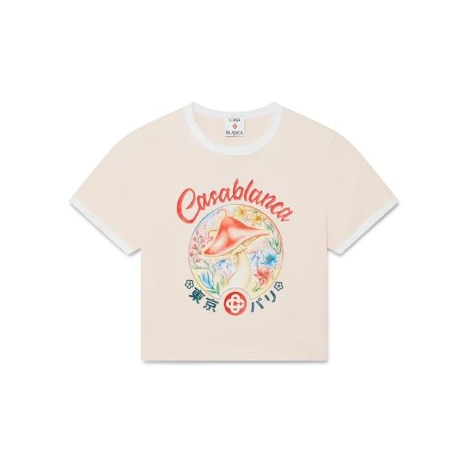 Camiseta corta con emblema de seta