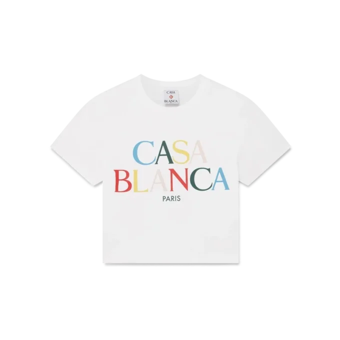 Camiseta corta con logotipo apilado