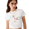 Camiseta corta con logotipo apilado