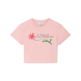 Camiseta corta con logotipo de orquídea