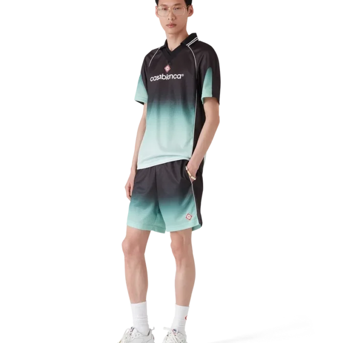 Camiseta de fútbol de pantalón corto con jacquard de monograma degradado