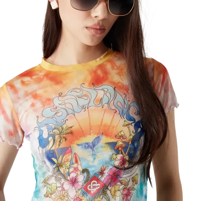 Camiseta de malla teñida con nudos «Surf Trip»