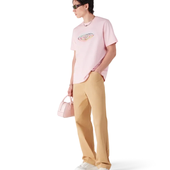 Camiseta de manga corta con logotipo de cristal