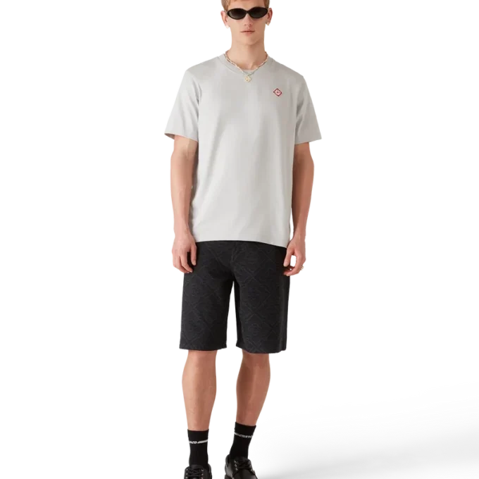 Camiseta de manga corta con logotipo de diamante gris