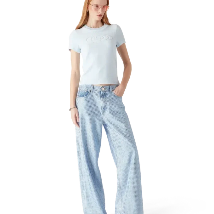 Camiseta de manga corta de terciopelo para mujer