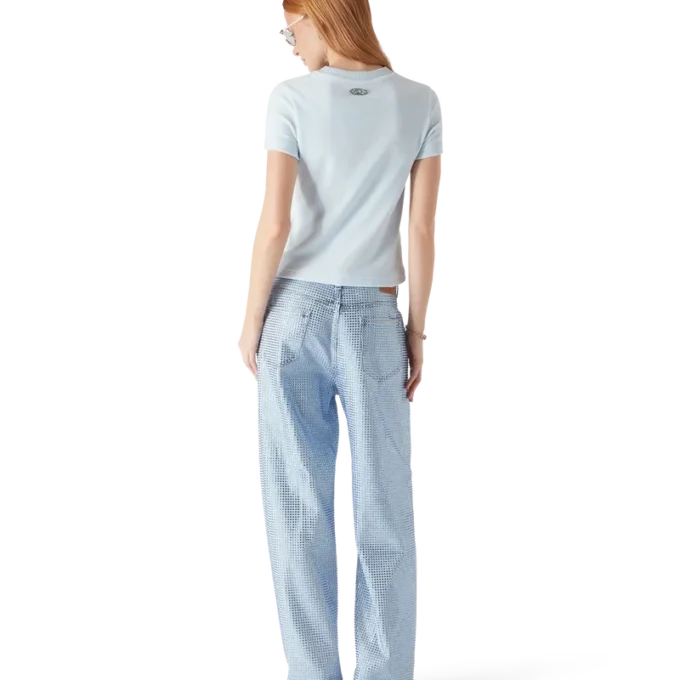 Camiseta de manga corta de terciopelo para mujer