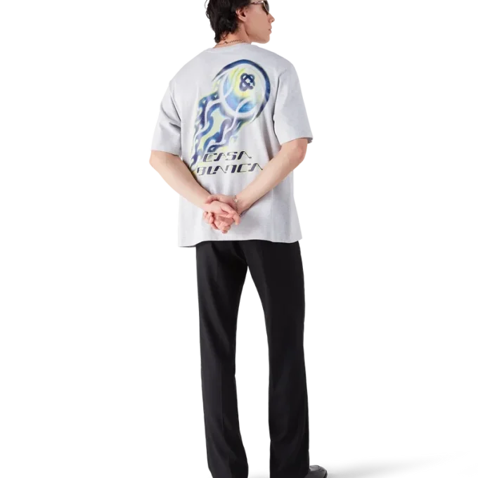 Camiseta de manga corta oversize con pelota de tenis en llamas