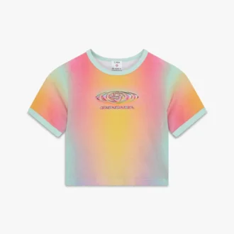 Camiseta de manga corta para bebé con estampado de degradado de cristal en pantalones cortos