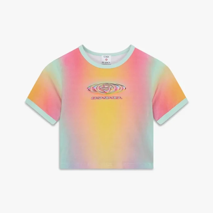 Camiseta de manga corta para bebé con estampado de degradado de cristal en pantalones cortos