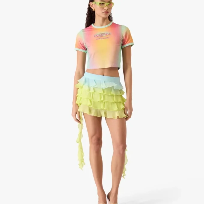 Camiseta de manga corta para bebé con estampado de degradado de cristal en pantalones cortos