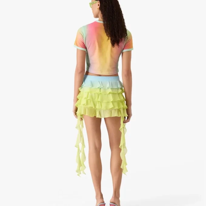 Camiseta de manga corta para bebé con estampado de degradado de cristal en pantalones cortos