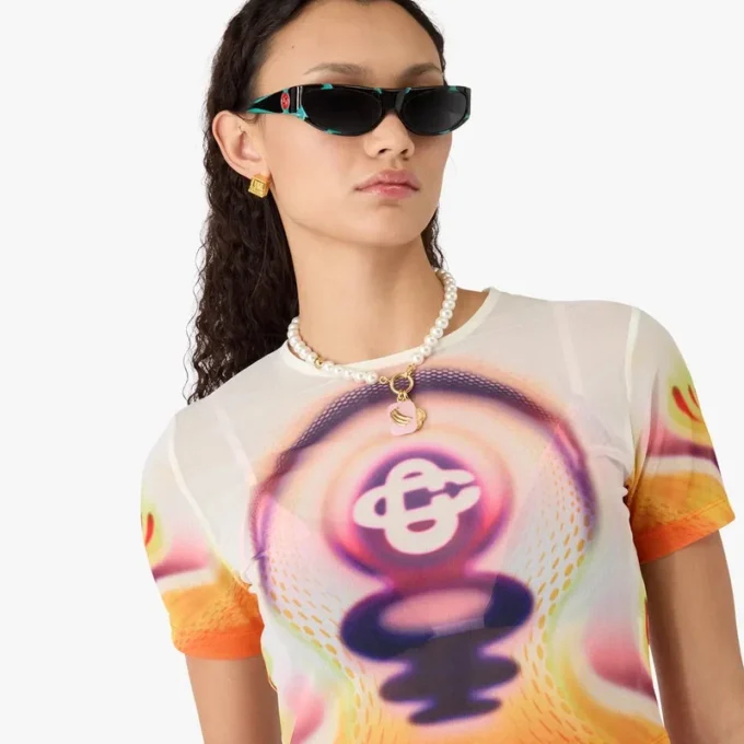 Camiseta de manga corta para bebé con estampado Sporchid en malla