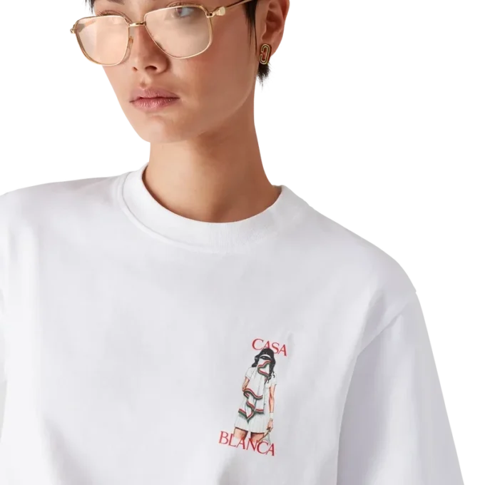 Camiseta de manga corta Tennis Girl en pantalones cortos