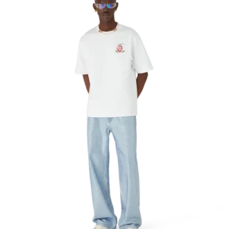 Camiseta oversize de pantalones cortos con estampado floral de libélulas