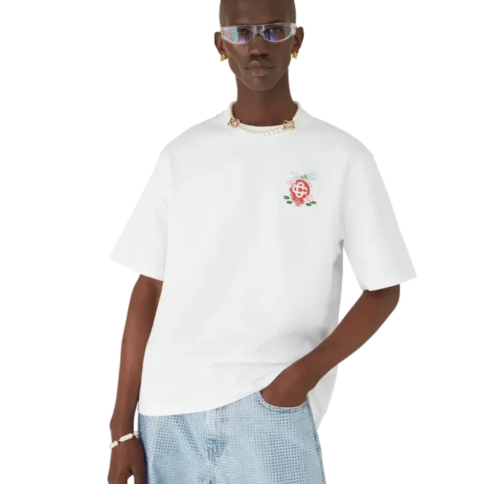 Camiseta oversize de pantalones cortos con estampado floral de libélulas