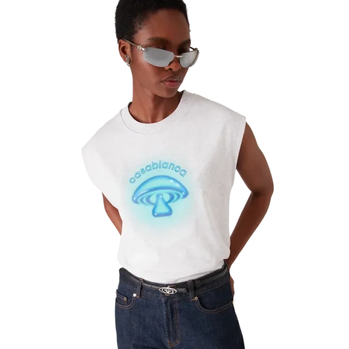 Camiseta sin mangas con setas pintadas con aerógrafo