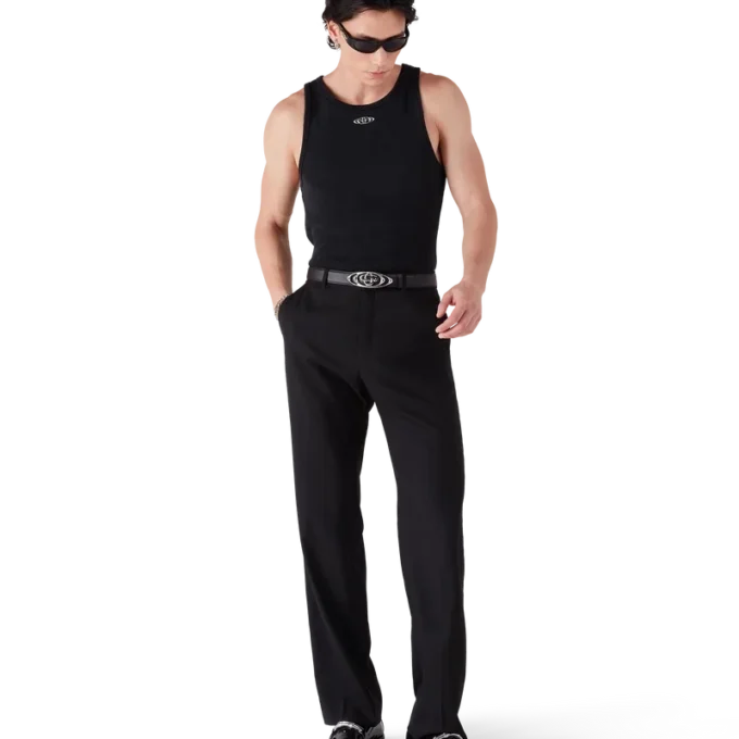 Camiseta sin mangas de canalé desgastada