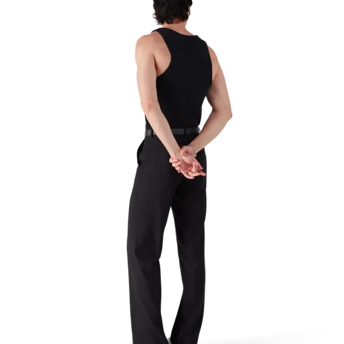 Camiseta sin mangas de canalé desgastada