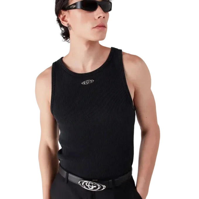 Camiseta sin mangas de canalé desgastada