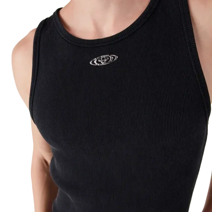 Camiseta sin mangas de canalé desgastada