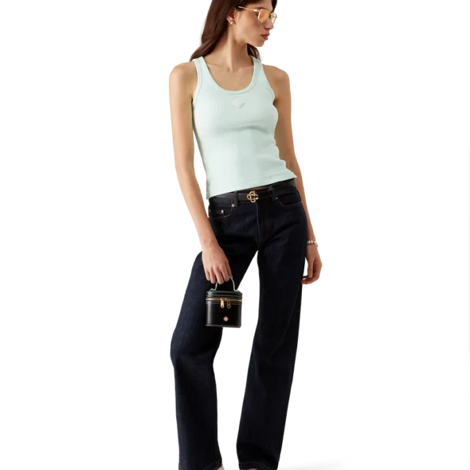 Camiseta sin mangas de jersey acanalado