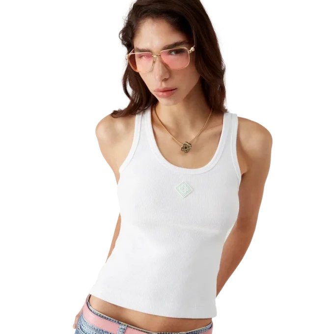 Camiseta sin mangas de jersey acanalado