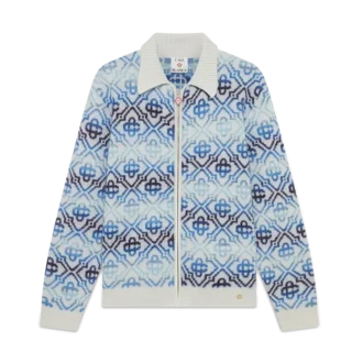 Cardigan de merino de manga larga con monograma y efecto degradado