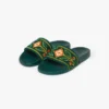 Chanclas de felpa bordadas verdes para mujer