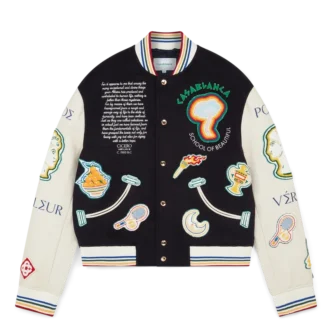 Chaqueta bomber de patchwork de chenilla