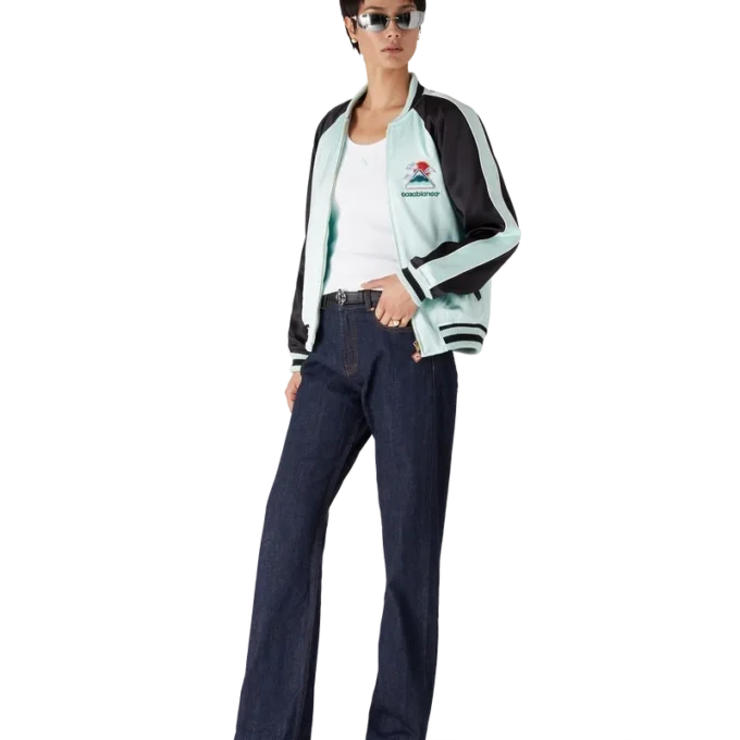 Chaqueta bomber de satén bordada