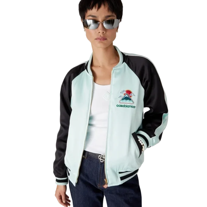 Chaqueta bomber de satén bordada
