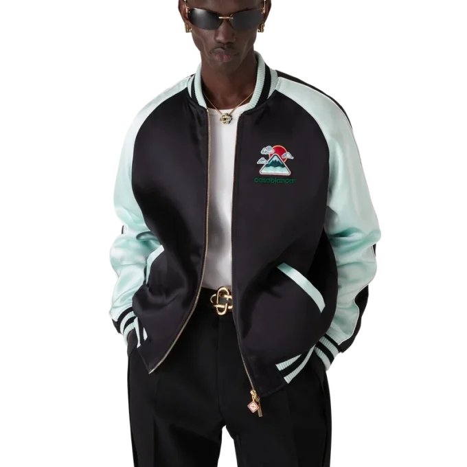 Chaqueta bomber de satén bordada